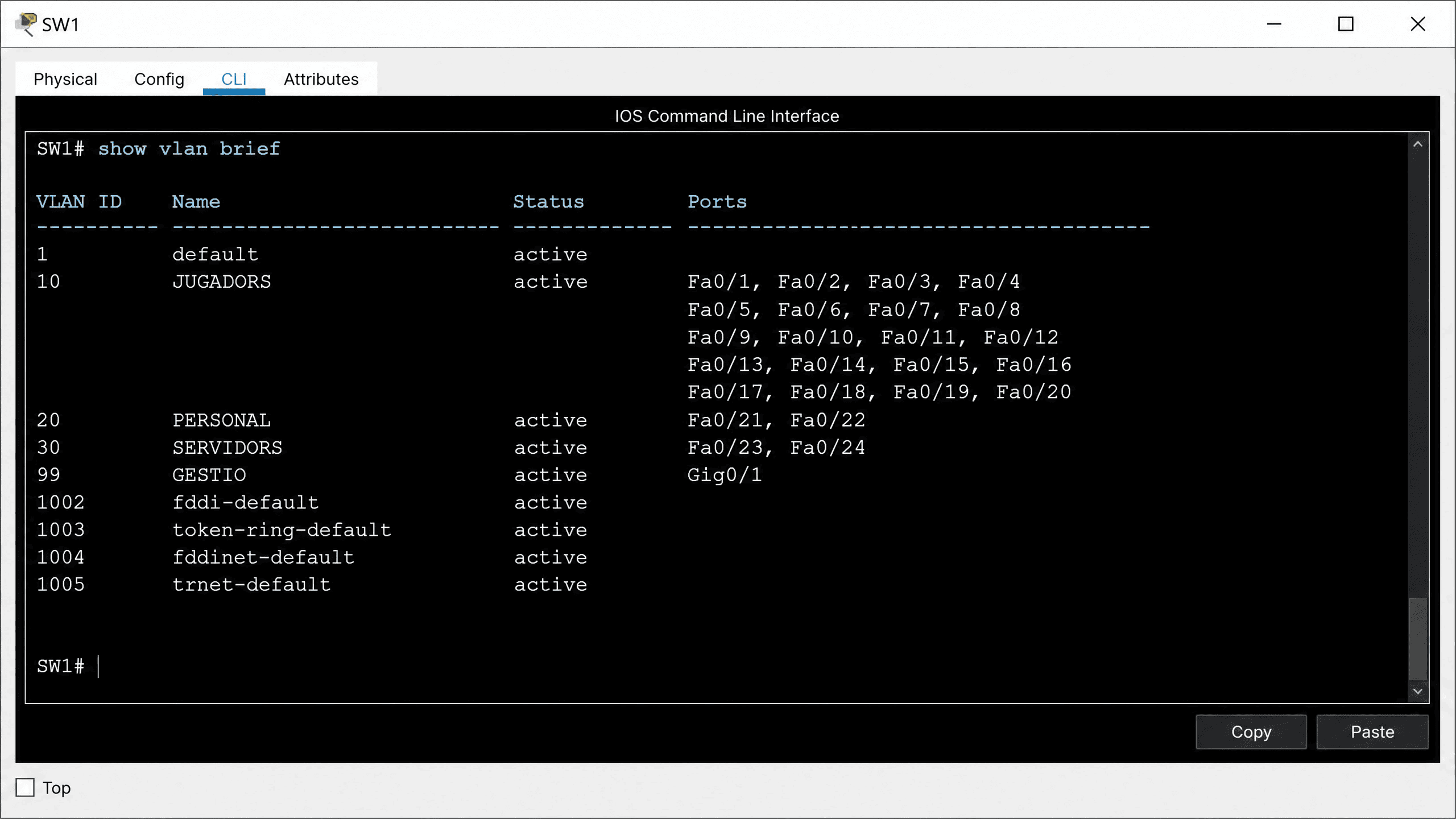 show vlan brief