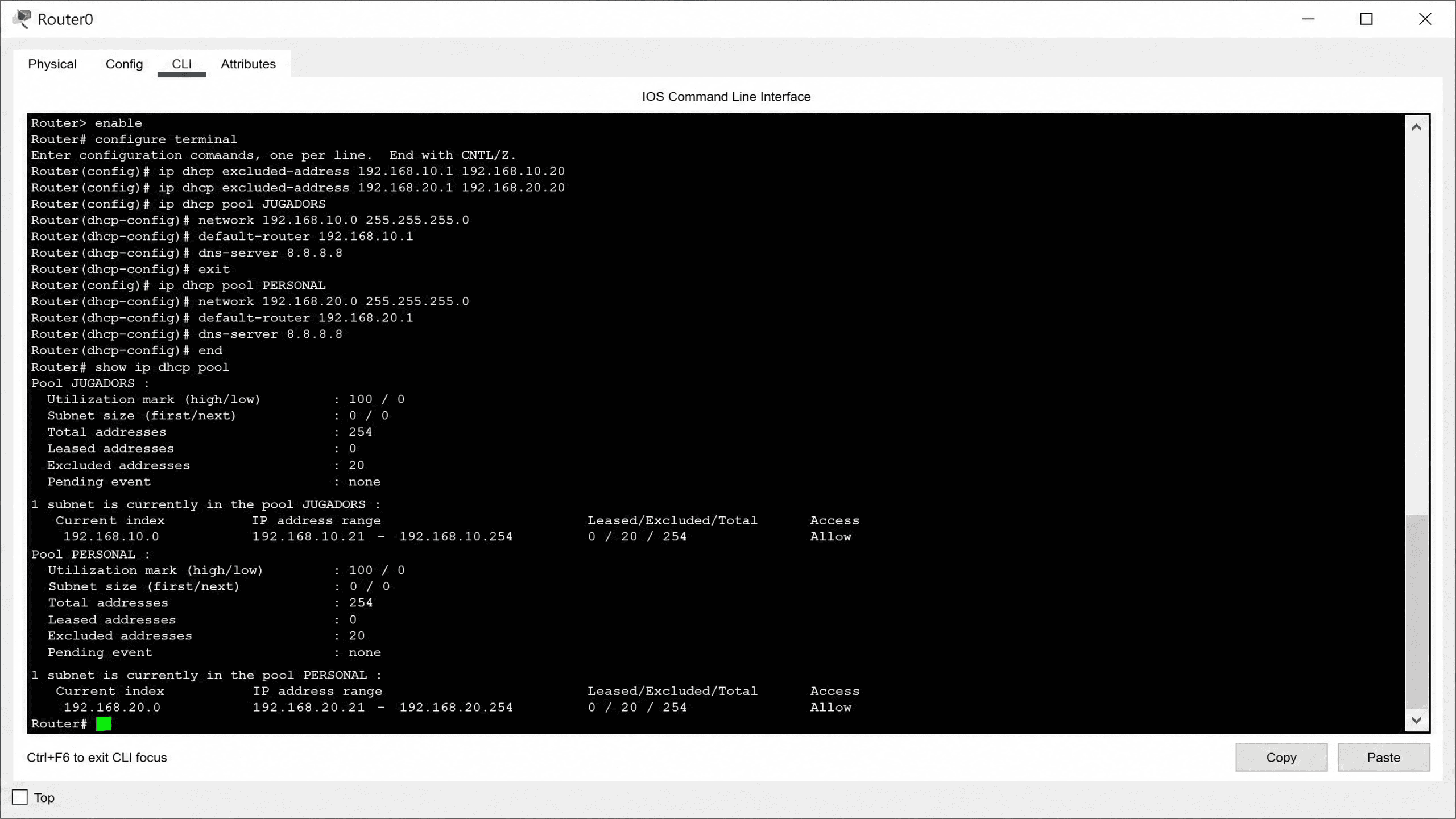 DHCP pools