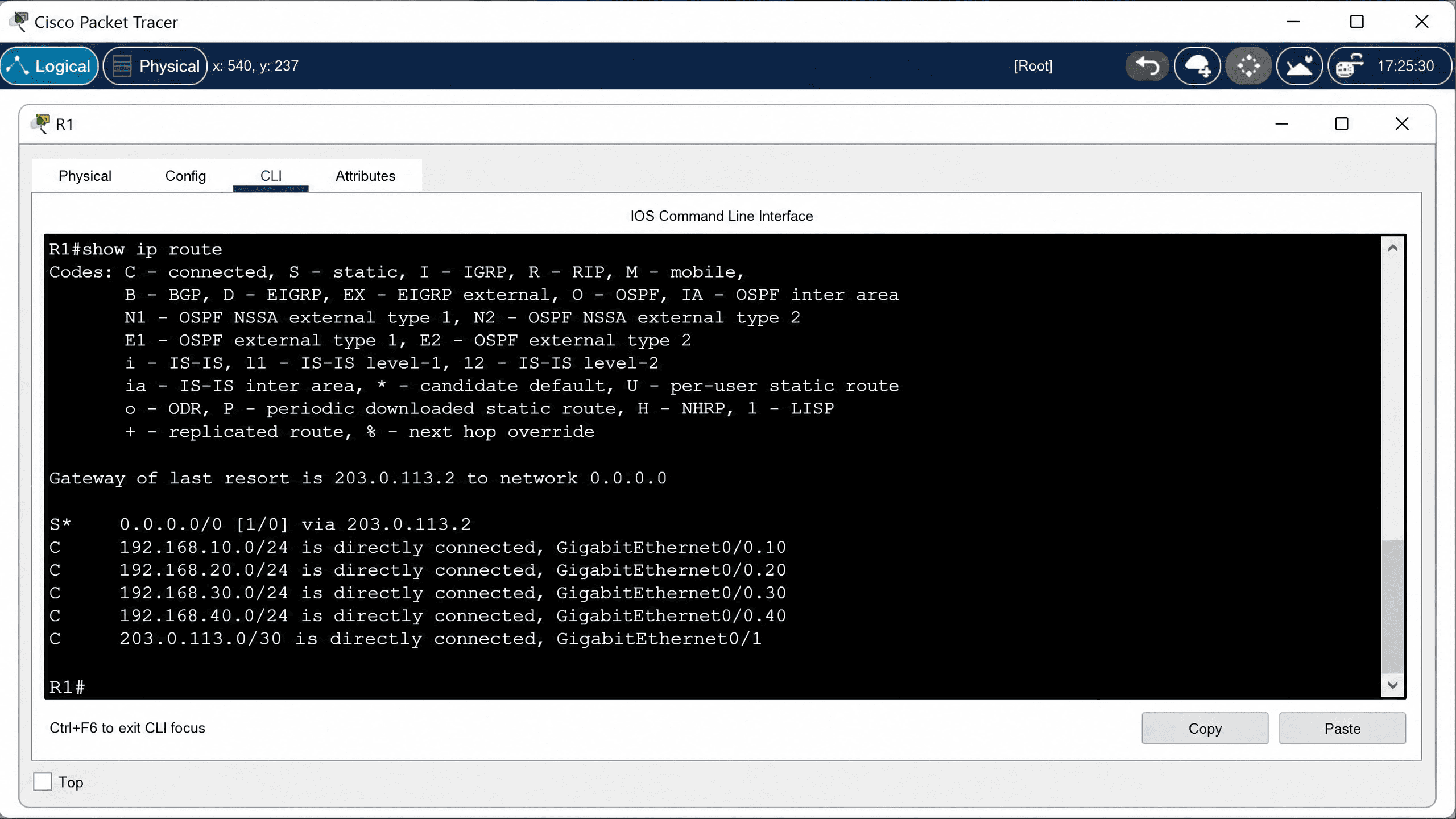 Routing table